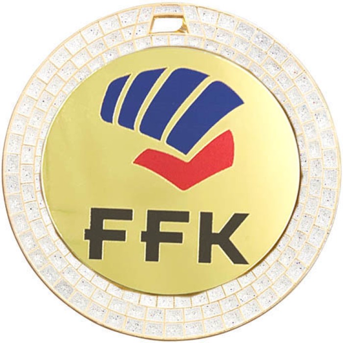 70MM WHITE GEMSTONE SPARKLE CUSTOM METAL PRINTED MEDAL - GOLD, SILVER OR BRONZE